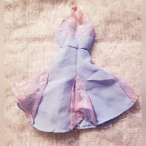 Light Blue with Pink Lace Barbie Doll Dress (Needs TLC)